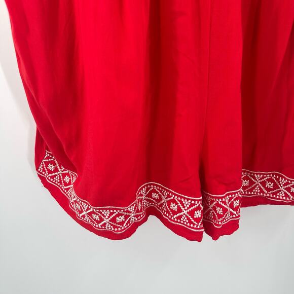 SHE + SKY Jumper Romper Size Large Red Embroidered Tassels Summer Beach Coastal - Picture 12 of 16